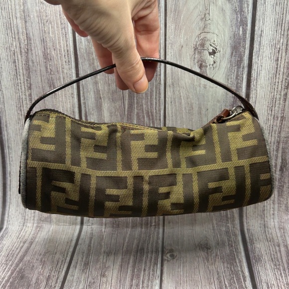 FENDI Zucca Vintage Mini Baguette Barrel Bag Top Handle Handbag RARE - Picture 2 of 16